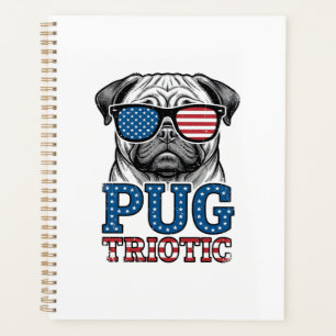 Patriotisches Pug Vintage-Stickerei-Shirt-Design_1 Planer