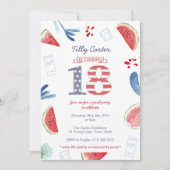Patriotisches Red White Blue Pool Party 18. Geburt Einladung (Vorderseite)