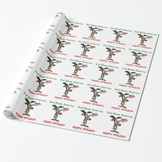Patriotisches Ren-WeihnachtsPackpapier Geschenkpapier (Ungerollt)