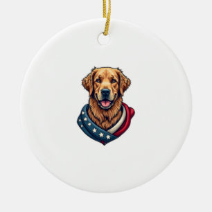 Patriotisches Retriever-Stolz Vintage-Hunde-Shirt  Keramik Ornament