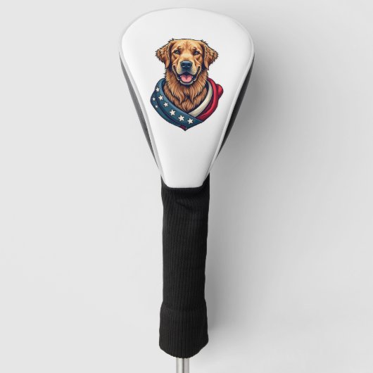 Patriotisches Retriever Stolz Vintage Hundeshirt 4 Golf Headcover (Vorderseite)