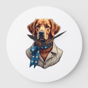 Patriotisches Retriever Stolz Vintage Hundeshirt Große Wanduhr