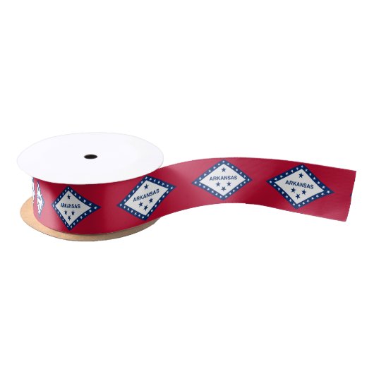 Patriotisches Ribbon mit Flagge von Arkansas, USA. Satinband (Spule)