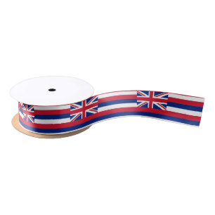 Patriotisches Ribbon mit Flagge von Hawaii, USA. Satinband