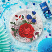 Patriotisches Rosenbouquet Pappteller (Party)