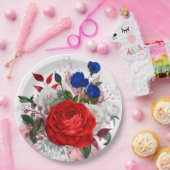 Patriotisches Rosenbouquet Pappteller (Party)