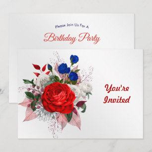 Patriotisches Rosenbouquet zum Geburtstag Einladung