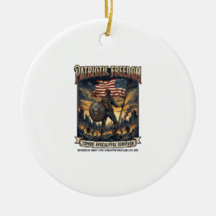 Patriotisches Rostflaggen-Überlebender-Zombie-Apok Keramik Ornament
