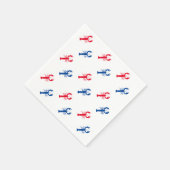 Patriotisches Rot-Blau-Hummer-Musterpapier Serviette (Ecke)