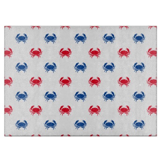 Patriotisches Rot-Blau-Krabbenmuster Schneidebrett (Vorderseite)