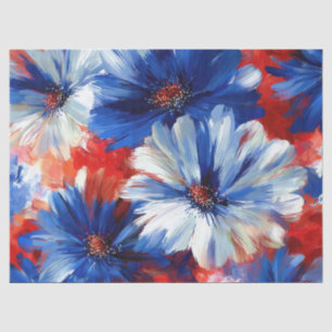 Patriotisches Rot Blau Weiß Floral (6) Seidenpapier