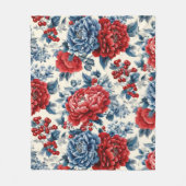 Patriotisches Rot Blau Weiß Floral (7) Fleecedecke (Vorderseite)