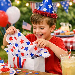 Patriotisches Rot- und Blau-Sternmuster Seidenpapier