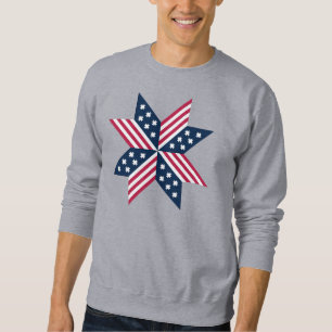 Patriotisches Rot Weiß Blau Native Sterne Streifen Sweatshirt
