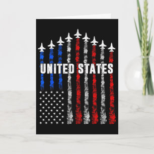 Patriotisches Rot Weiß Blau USA-Flagge-Kampfjets 4 Karte