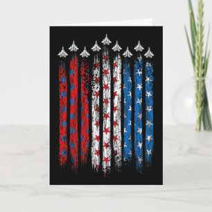 Patriotisches Rot Weiß Blau USA-Flagge-Kampfjets 4 Karte
