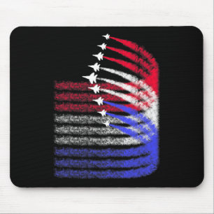 Patriotisches Rot Weiß Blau USA-Flagge-Kampfjets 4 Mousepad