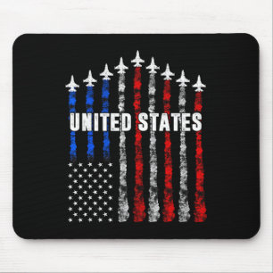 Patriotisches Rot Weiß Blau USA-Flagge-Kampfjets 4 Mousepad
