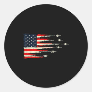 Patriotisches Rot Weiß Blau USA-Flagge-Kampfjets 4 Runder Aufkleber