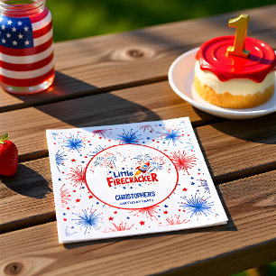 Patriotisches Rot Weiß Blau zum ersten Geburtstag Serviette