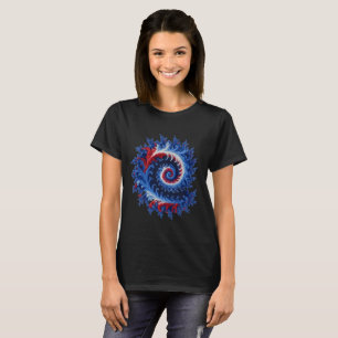 Patriotisches, rot weiß blaues Fraktal Spiral Abst T-Shirt