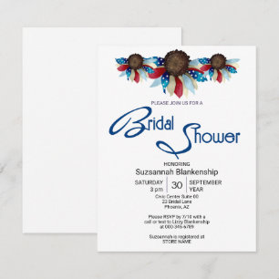 Patriotisches Rot-Weiß-Blaues Oberrand-Halbblumen- Einladung