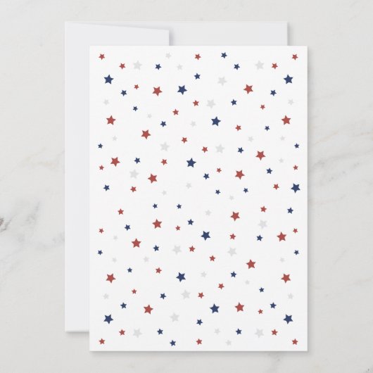Patriotisches Rot, Weiß & Due 4. Juli Babydusche Einladung (Rückseite)