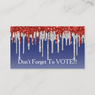 Patriotisches Rot Weiß Glitter-Tropf Blau Erinneru Visitenkarte