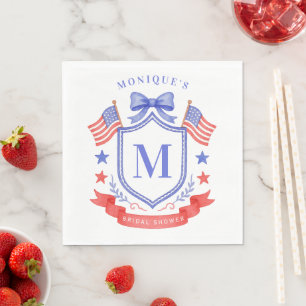 Patriotisches Rot Weiß & Ich Tue Monogramm-Jungges Serviette