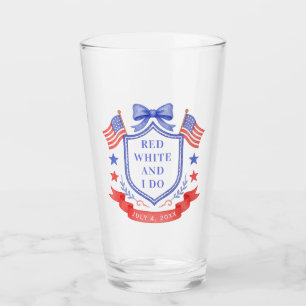 Patriotisches Rot Weiß & Ich Tu's Brautparty-Willk Glas