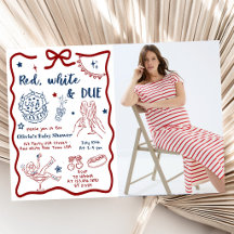 Patriotisches Rot Weiß & Stehendes Baby Shower Fot
