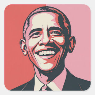 Patriotisches Rot, Weiß und Blau Barack Obama Quadratischer Aufkleber