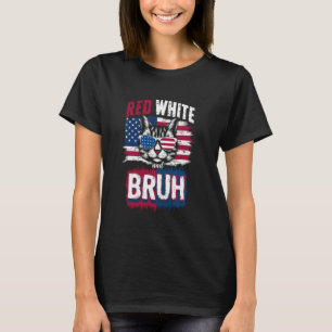 Patriotisches Rot Weiß Und Bruh Lustiges Katzen-De T-Shirt