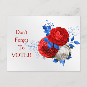 Patriotisches rotes Rosenbouquet Abstimmungserinne Postkarte