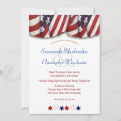 Patriotisches Rotes Weiß & Blau Jagd und Stars Einladung (Vorderseite)