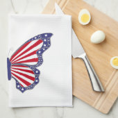 Patriotisches Rotes Weiß & Blauer Schmetterling Kü Geschirrtuch (Viertel Falte)