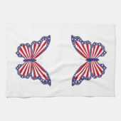 Patriotisches Rotes Weiß & Blauer Schmetterling Kü Geschirrtuch (Horizontal)