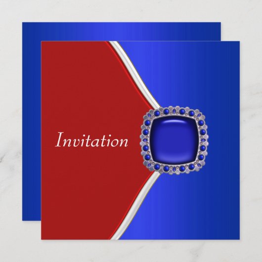 Patriotisches Rotes Weiß und Blau Party Einladung (Vorne/Hinten)