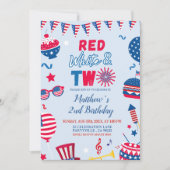 Patriotisches Rotes Weiß und Einladung zum Geburts (Vorderseite)