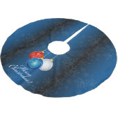 Patriotisches rotes weißes Blau verziert frohe Polyester Weihnachtsbaumdecke (Schrägansicht)