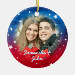 Patriotisches rotes weißes blaue keramik ornament