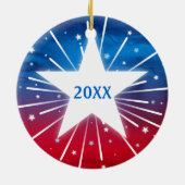 Patriotisches rotes weißes blaue keramik ornament (Hinten)