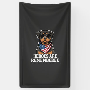 Patriotisches Rottweiler-Held-Hund-Vektor-Design Banner