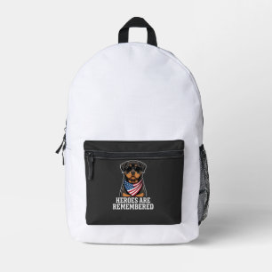 Patriotisches Rottweiler-Held-Hund-Vektor-Design Bedruckter Rucksack