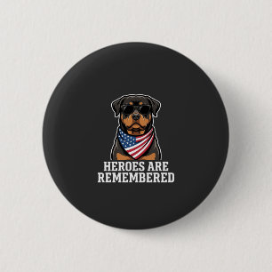 Patriotisches Rottweiler-Held-Hund-Vektor-Design Button
