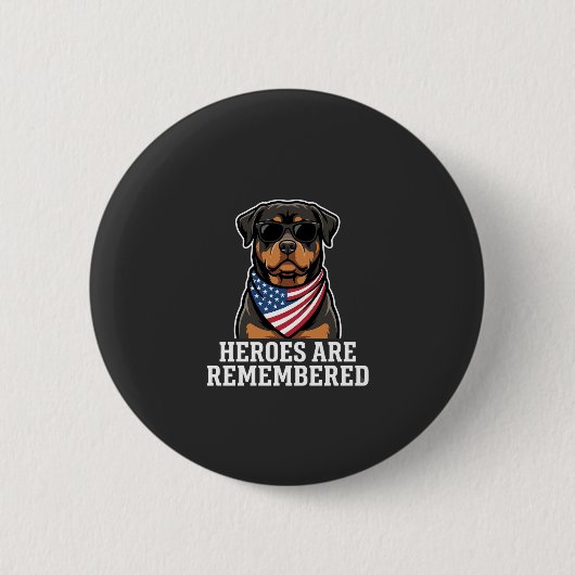 Patriotisches Rottweiler-Held-Hund-Vektor-Design Button (Vorderseite)