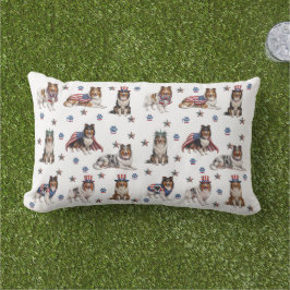 Patriotisches Rough Collie Kissen Für Draußen
