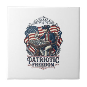 Patriotisches Schachspieler-Vektorgrafik-T-Shirt Fliese