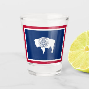 Patriotisches Schiebeglas mit der Flagge des Wyomi Schnapsglas