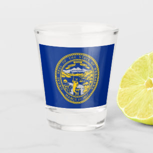 Patriotisches Schiebeglas mit der Flagge Nebraskas Schnapsglas